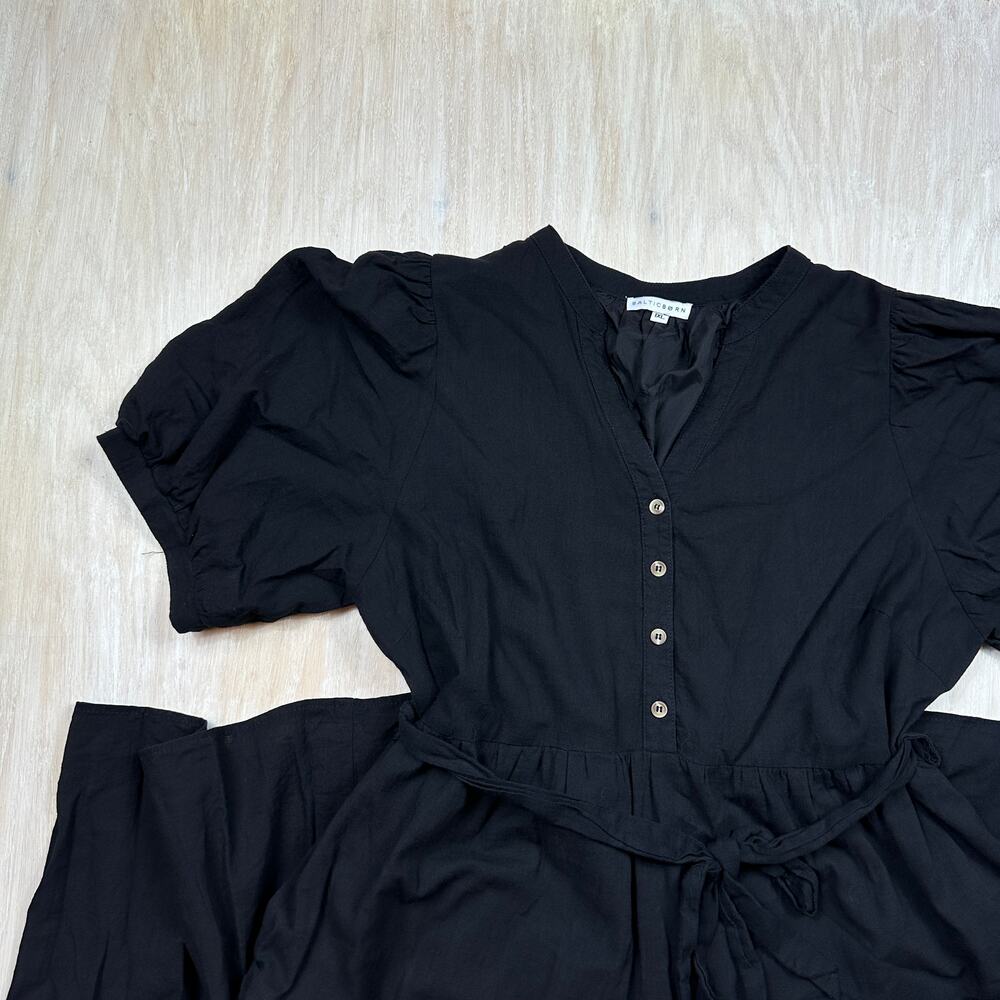 Baltic Born Black Maxi Dress 1XL Puff Sleeve Tiered Cottagecore Romantic Praire - Picture 5 of 13